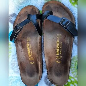 Birkenstock Piazza Black Strap Sz 39 / 8 US NEW